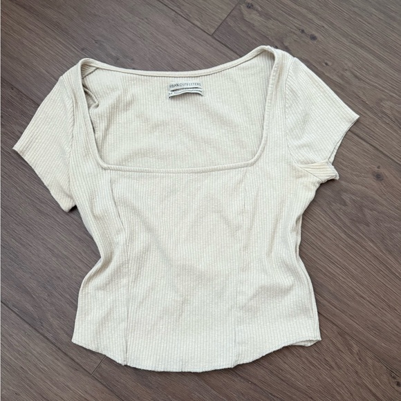 Urban Outfitters Tops - Urban Outfitters Cream Fitted Top with Square Neckline
